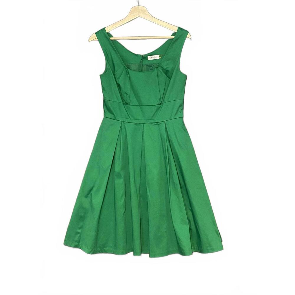 Calvin Klein Green Sleeveless Fit and Flare Dress Size 4